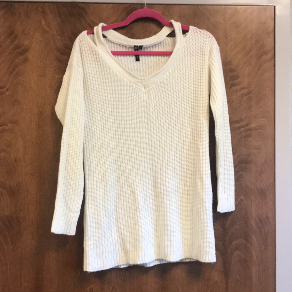 White knit sweater